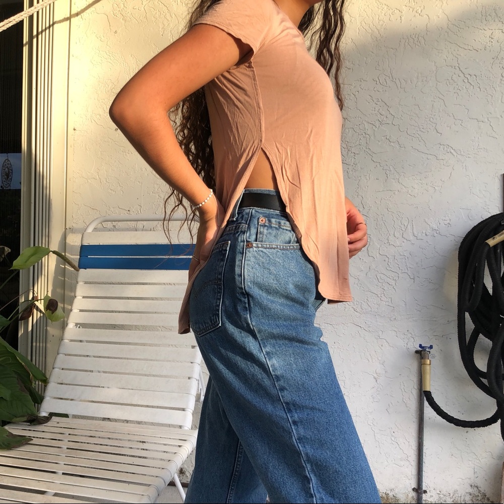 Side Slit Nude T-Shirt